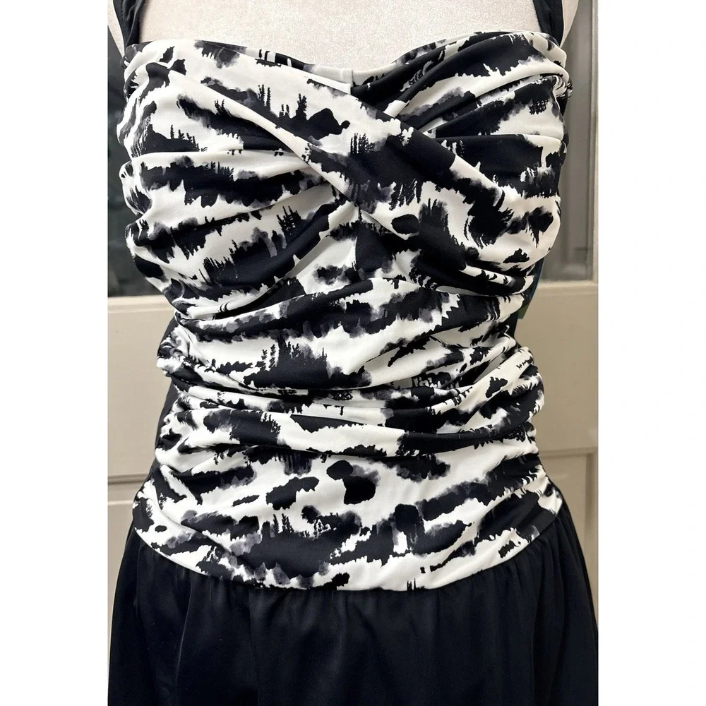 Swim Solutions Plus Size Tummy Control Swimdress Size 18W Twist Bra Skater - Picture 4 of 10